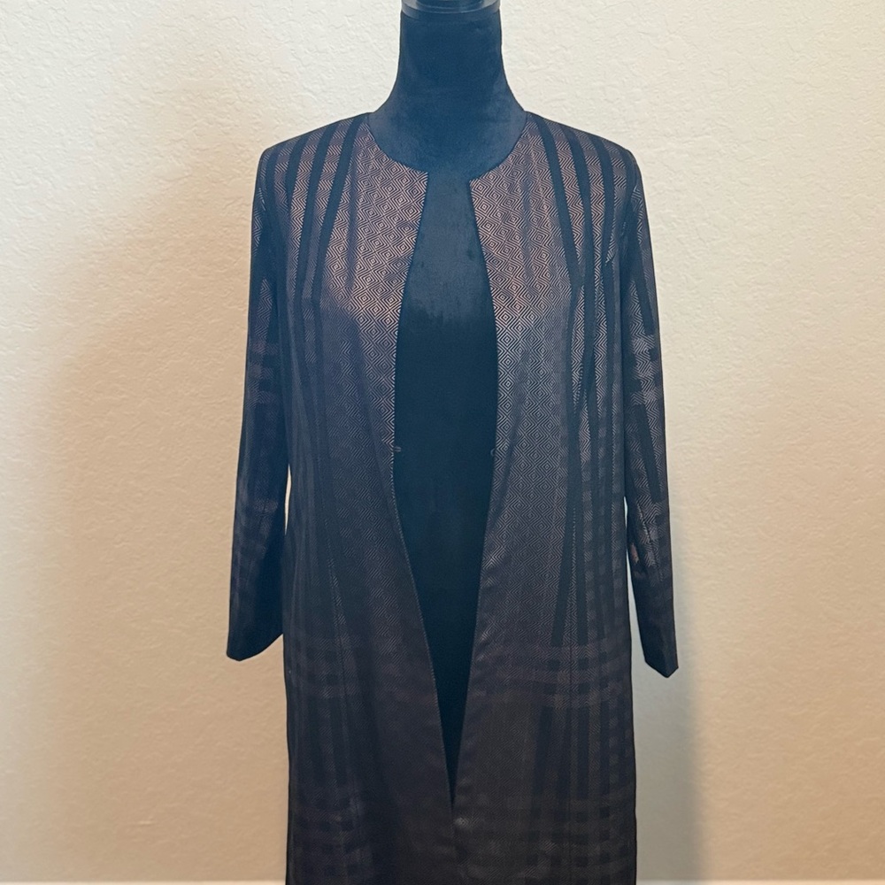 Soft Surroundings Black Sheer Striped Top